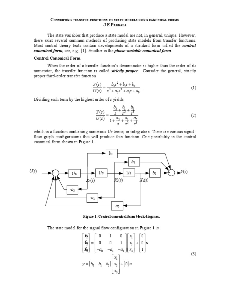 Transfer Functions to State Models Guide | PDF | Control Theory ...