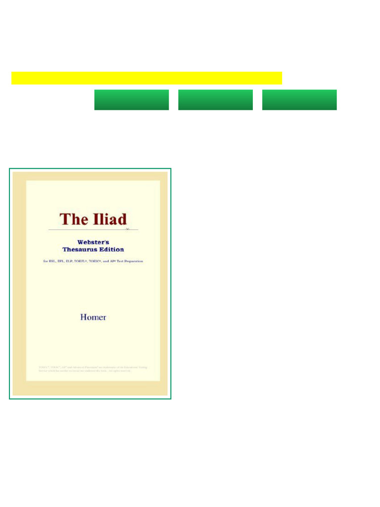 The Iliad Webster s Thesaurus Edition Homer No Waiting Time | PDF ...