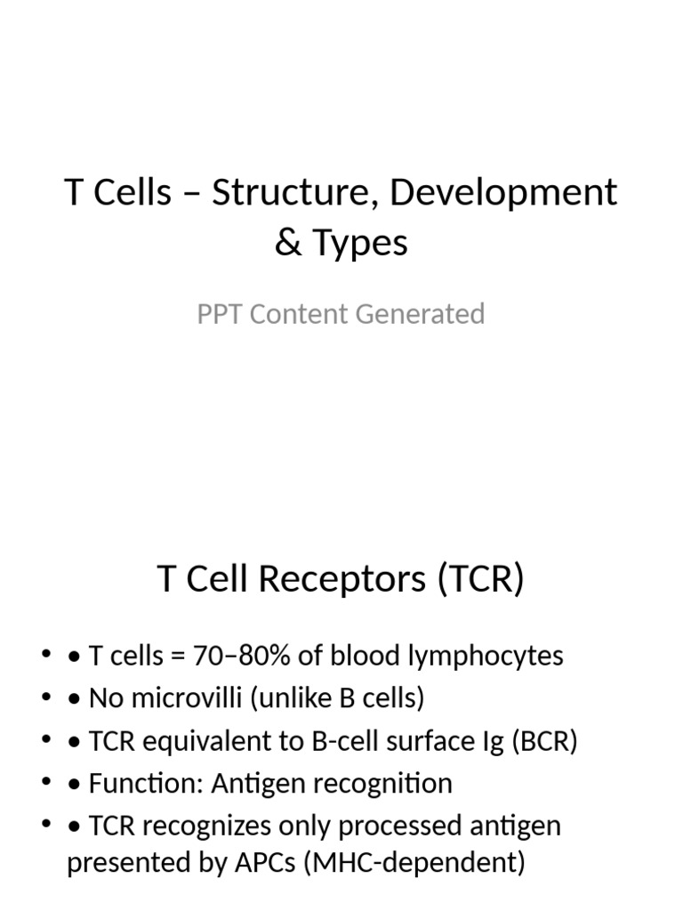 T Cells: Structure, Development & Types | PDF | T Cell | T Helper Cell
