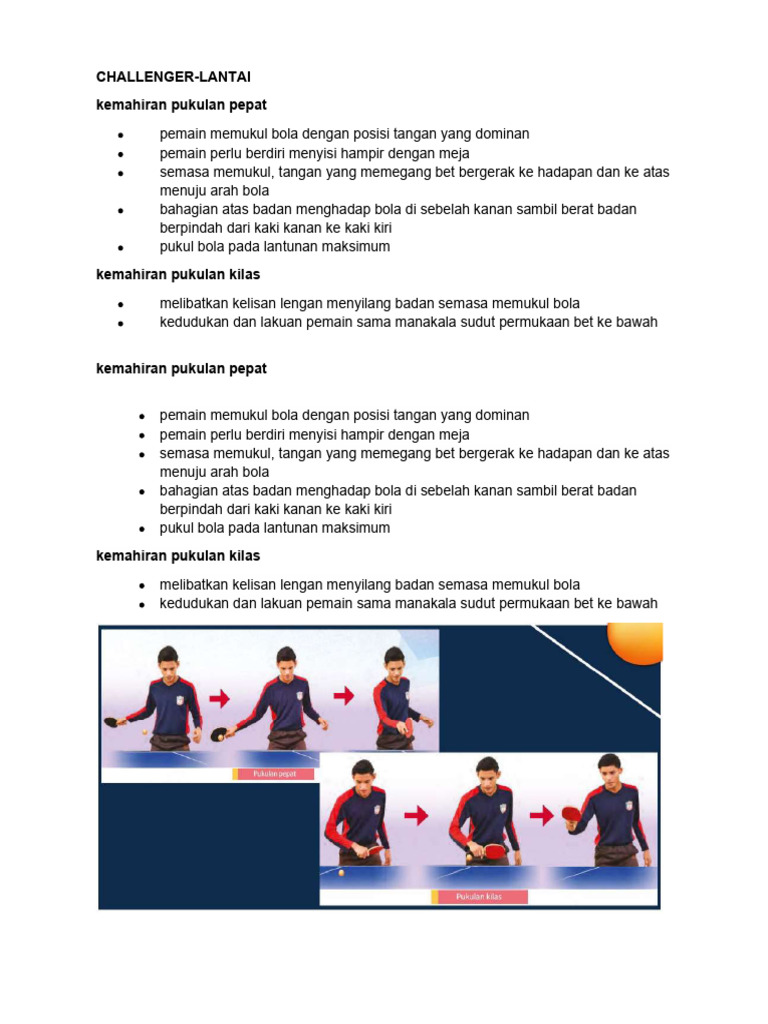 Challenger-Lantai Kemahiran Pukulan Pepat | PDF