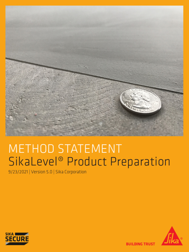 SikaLevel® Product Method Statement Guide | PDF | Concrete | Flooring