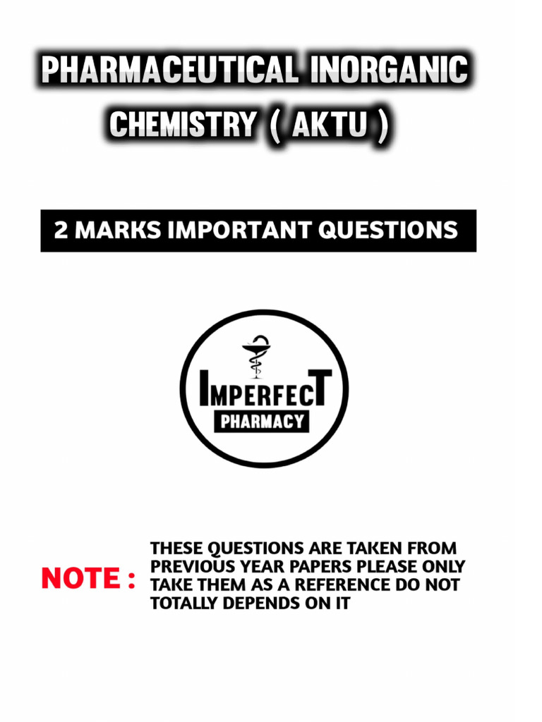 Inorganic Chemistry Imperfect Pharmacy | PDF