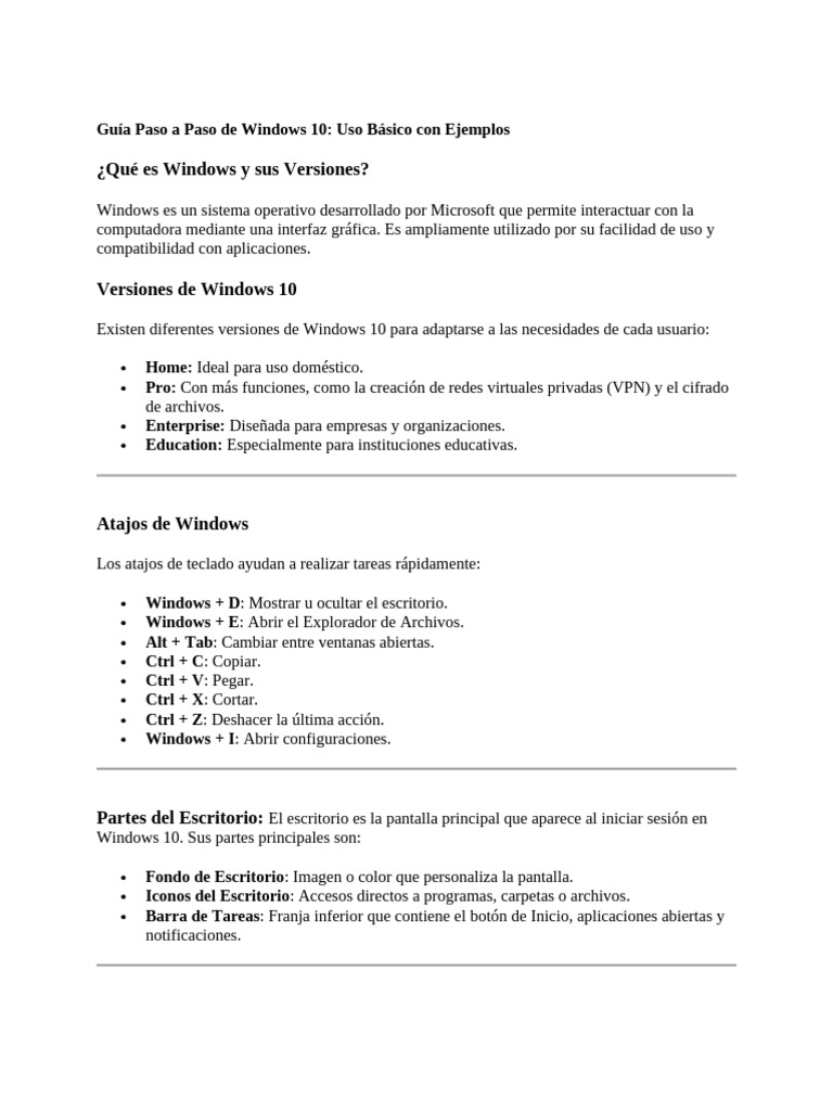 Guía Básica de Windows 10 con Ejemplos | PDF | Windows 10 | Archivo de ...