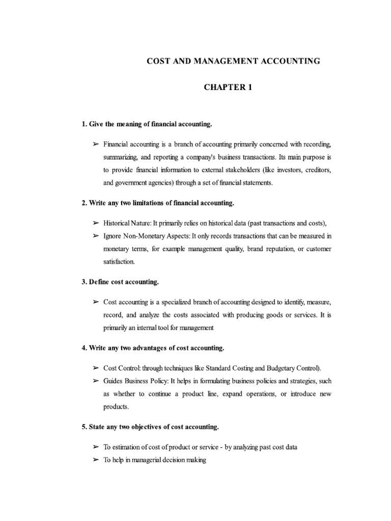 Cost and Mgmt Chapter 1 and 2 | PDF
