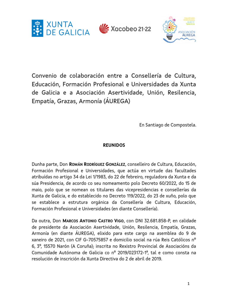 Convenio Xunta de Galicia | PDF