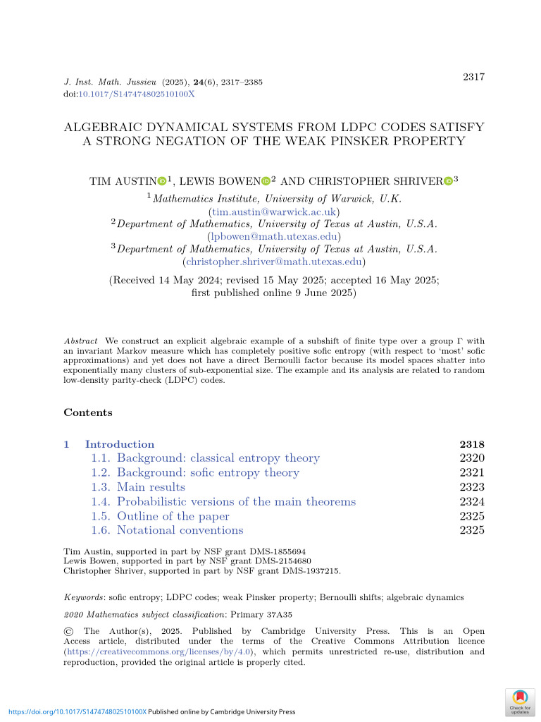 Algebraic Dynamical Systems From LDPC Codes Satisfy A Strong Negation ...