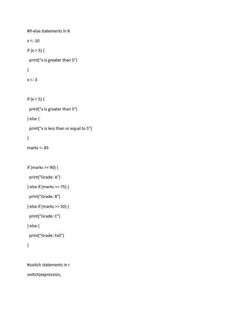 R Programming: Control Structures Guide | PDF | Computer Programming ...