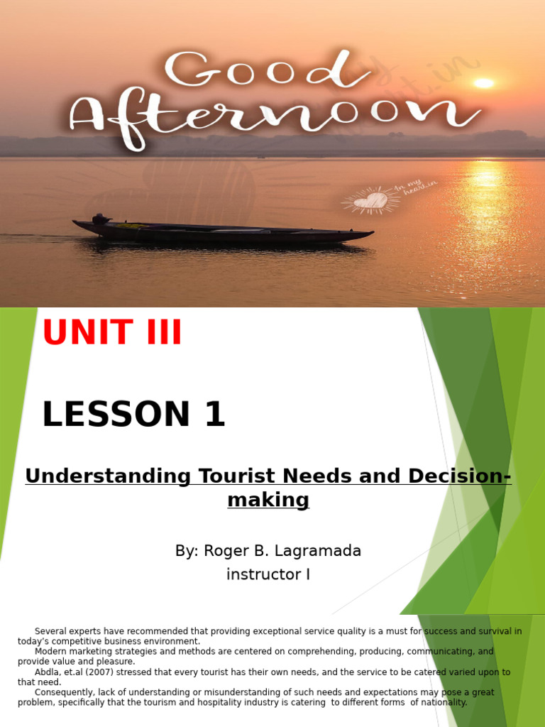 Understanding Tourist Needs and Behavior | PDF | Demand | Tourism