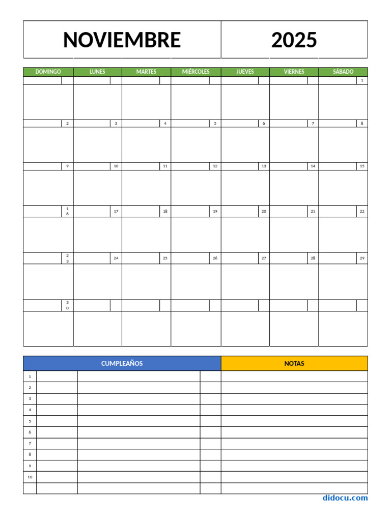 Calendario de noviembre 2025 | PDF