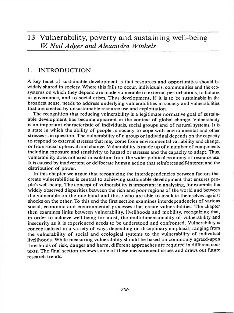 Vulnerability, poverty and sustaining well-being | PDF | Vulnerability ...