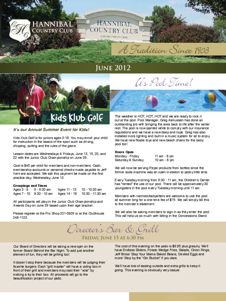 Annual Summer Events at Hannibal Country Club | PDF | Leisure | Sports