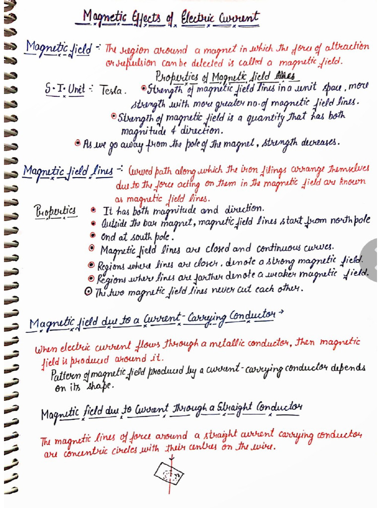 Magnetic Effects of Current Class 10 Notes | PDF