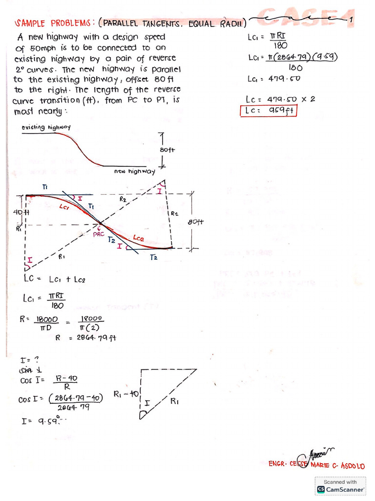 Reverse Curve Sample Problems | PDF