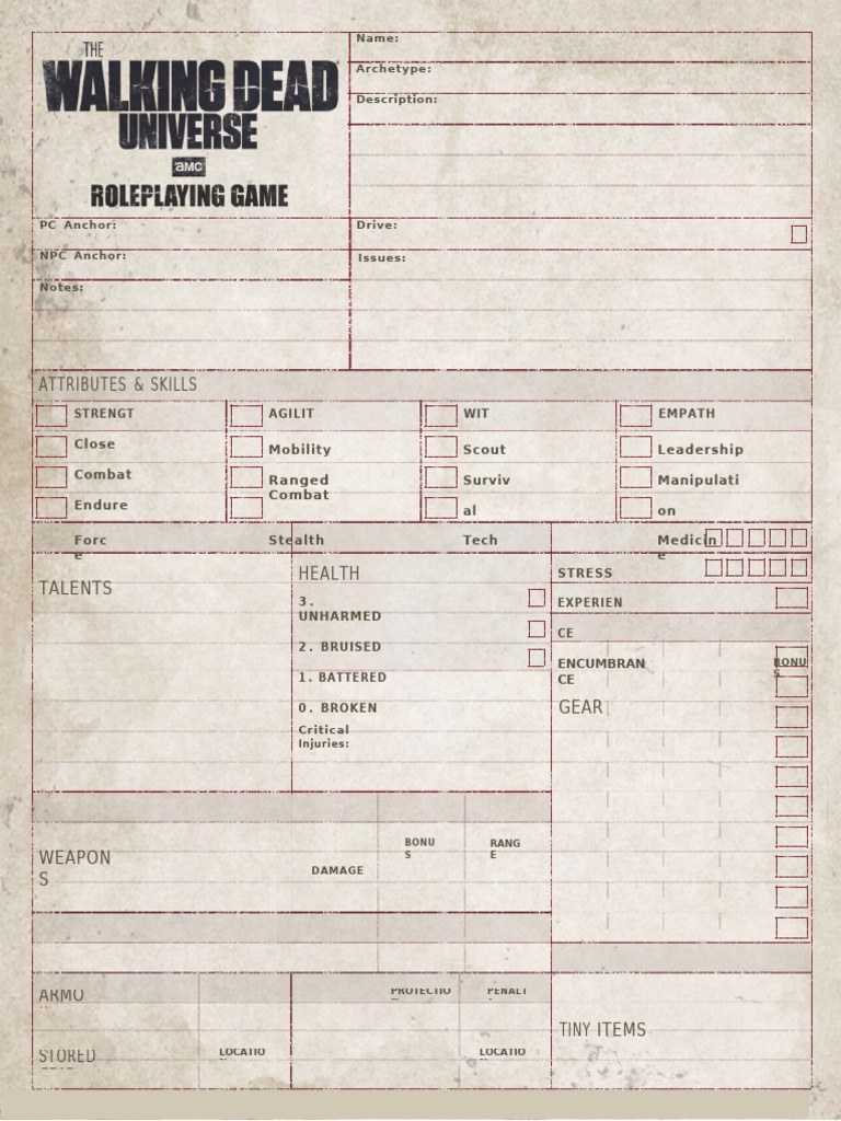 Character Sheet (Fillable) | PDF | Gaming | Role Playing Games