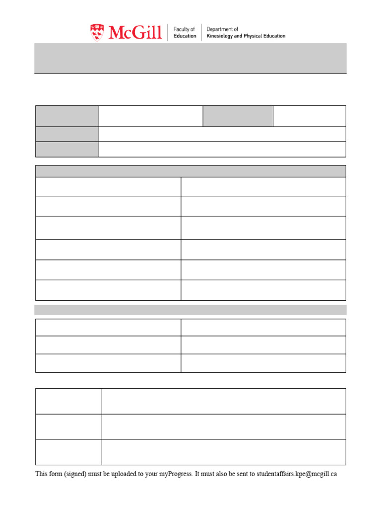 PhD Kinesiology Comprehensive Exam Form | PDF