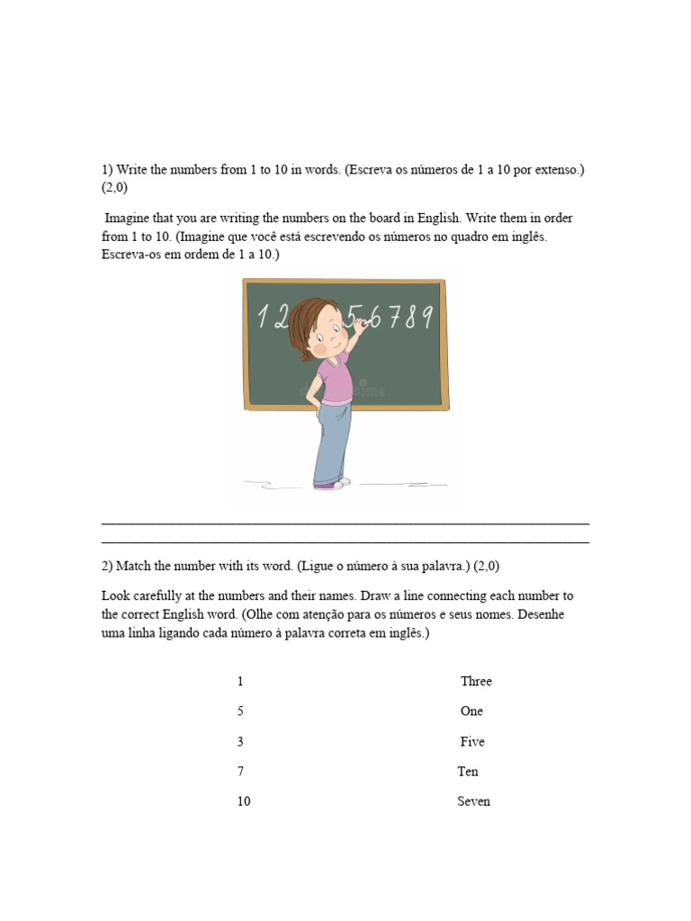 Prova de Ingles 1 Ano Bimestral. 3 Etapa. | PDF