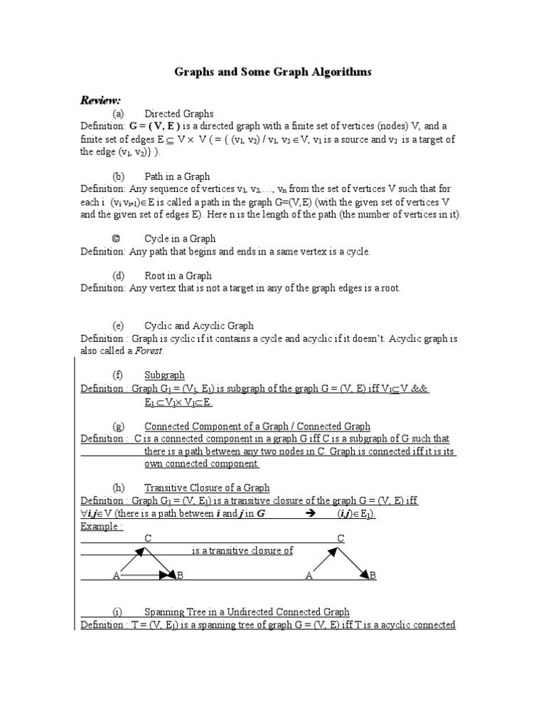 Review:: Graphs and Some Graph Algorithms | PDF | Vertex (Graph Theory ...