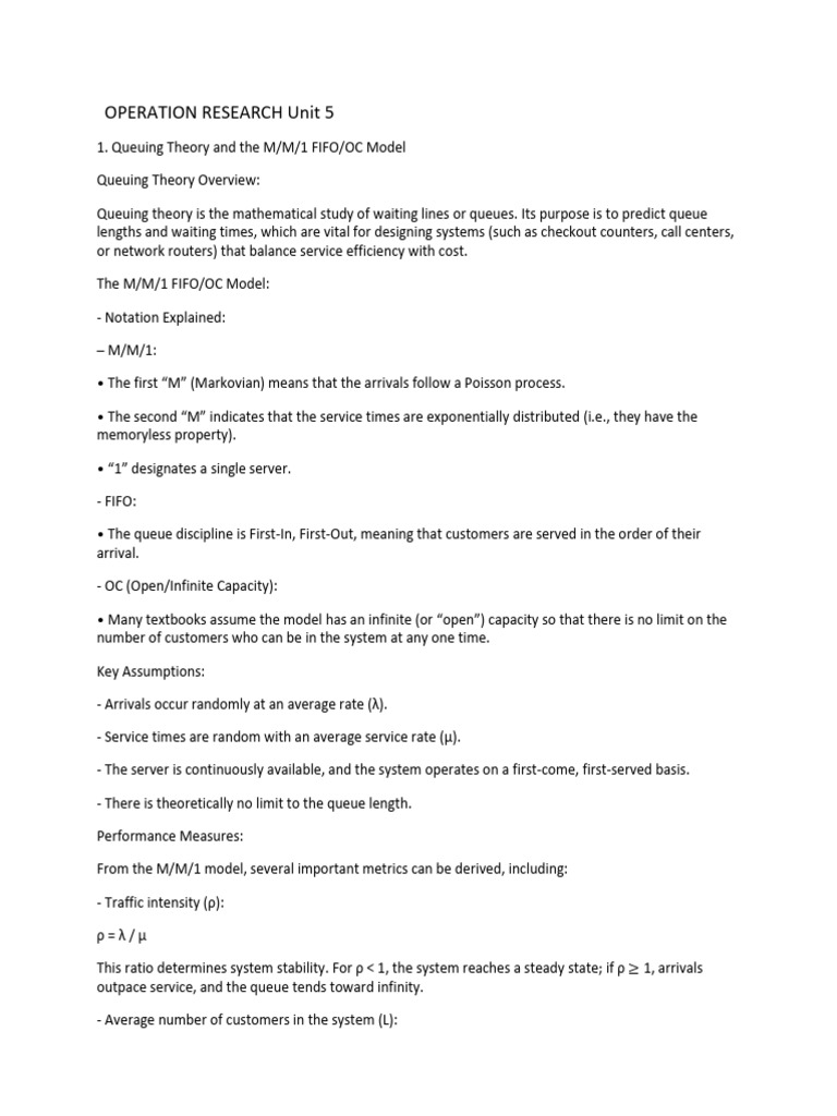 Queuing Theory and M/M/1 Model Explained | PDF | Statistical Theory ...