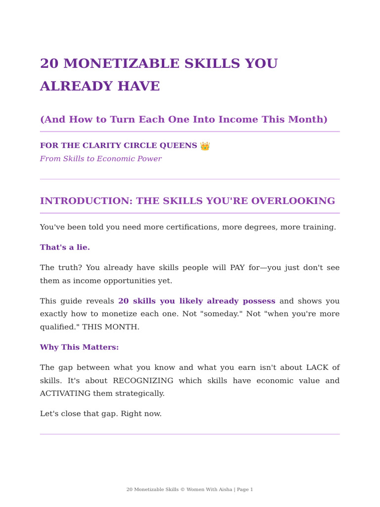 20 - Monetizable - Skills by DR Aisha | PDF | Marketing Research | Pricing