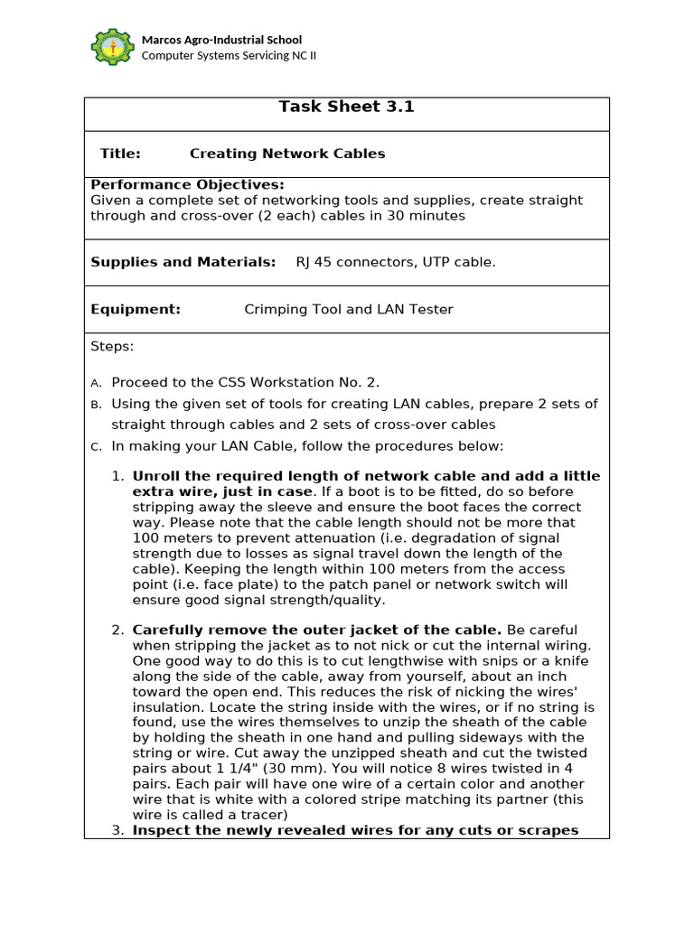 Network Cable Creation Guide | PDF | Electrical Connector ...