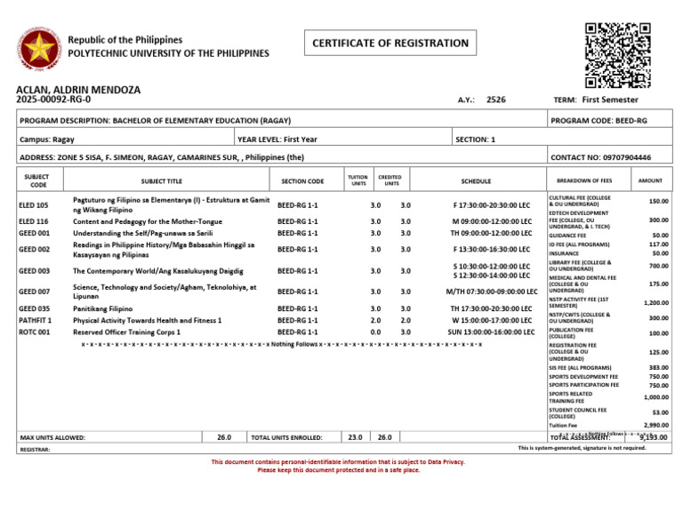 PUP Registration Certificate for BEED-RG | PDF