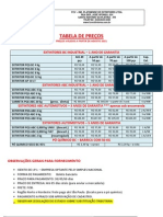 TABELA DE PREÇOS AGOSTO 2011