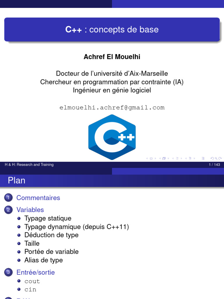 Introduction aux concepts de base en C++ | PDF | Variable (informatique ...