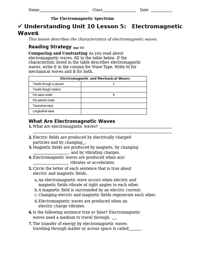 Lesson 5 Electromagnetic Radiation | PDF | Light | Electromagnetic ...