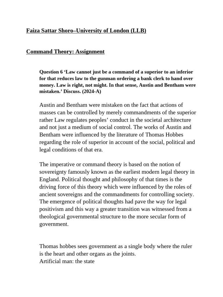 Command Theory and Legal Positivism Analysis | PDF