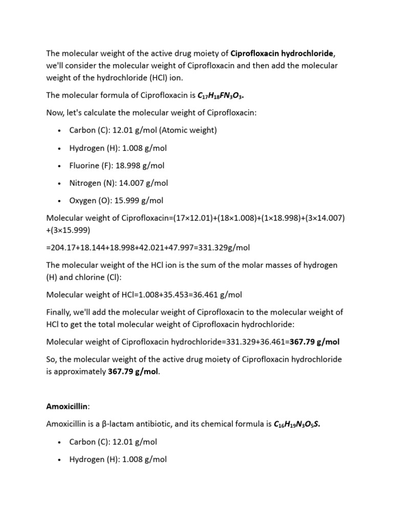 Active Moiety Calculation | PDF