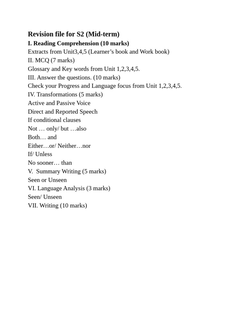 Revision File For S2 | PDF