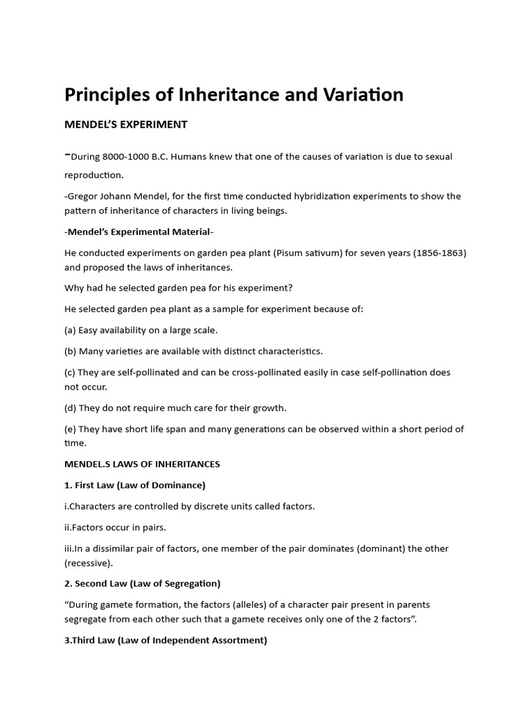 Mendelian Genetics and Inheritance Principles | PDF | Sex | Genetic Linkage