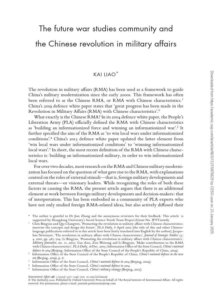 Kai Liao-He Future War Studies Community and The Chinese Revolution in ...