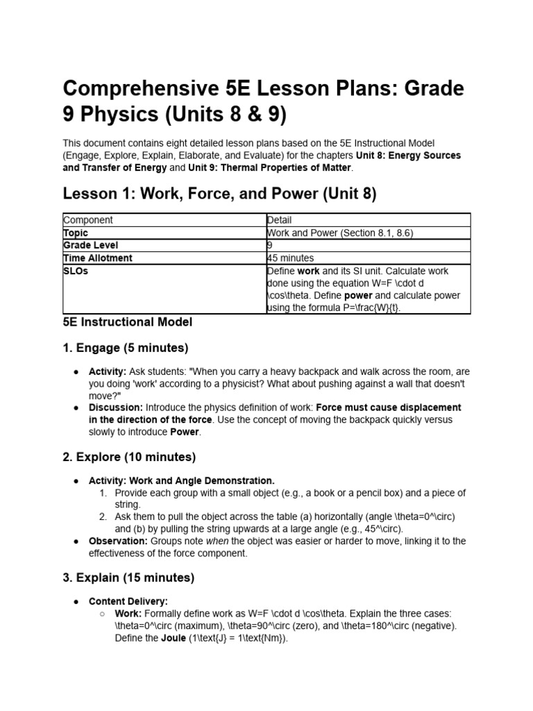 5E Physics Lesson Plans for Grade 9 | PDF | Heat | Thermal Expansion