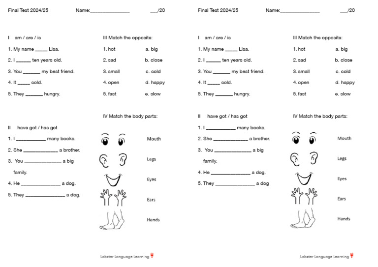 Final Test for English Learners 2024 | PDF