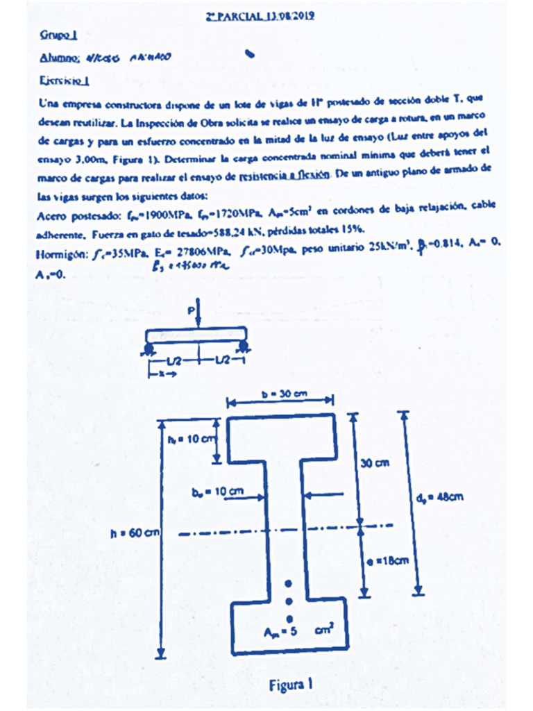 Ejercicio Parcial Pretensado | PDF