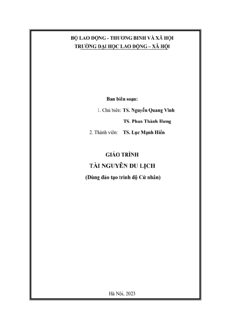 Giáo Trình TNDL - Thầy Vĩnh-đã Gộp | PDF