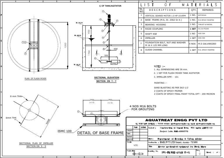 Flash Mixer Tank Agitator Specifications | PDF | Mechanical Engineering