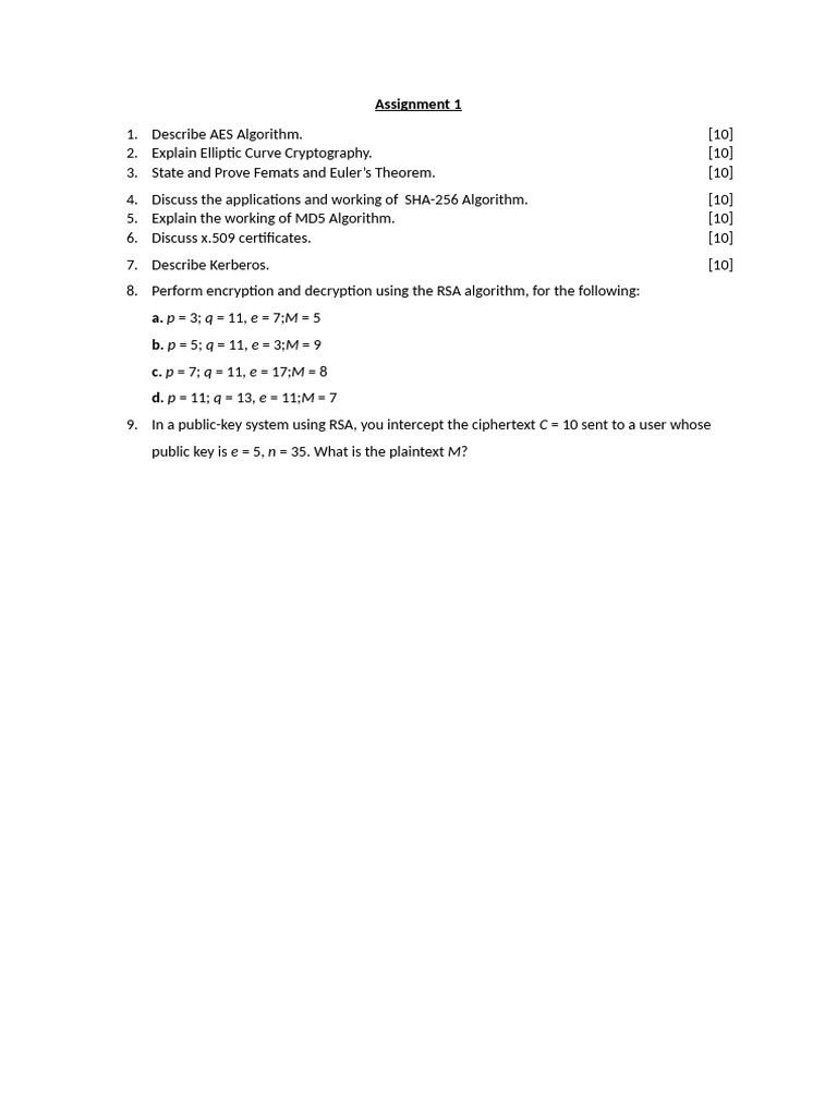 Cryptography Algorithms and Theorems Guide | PDF