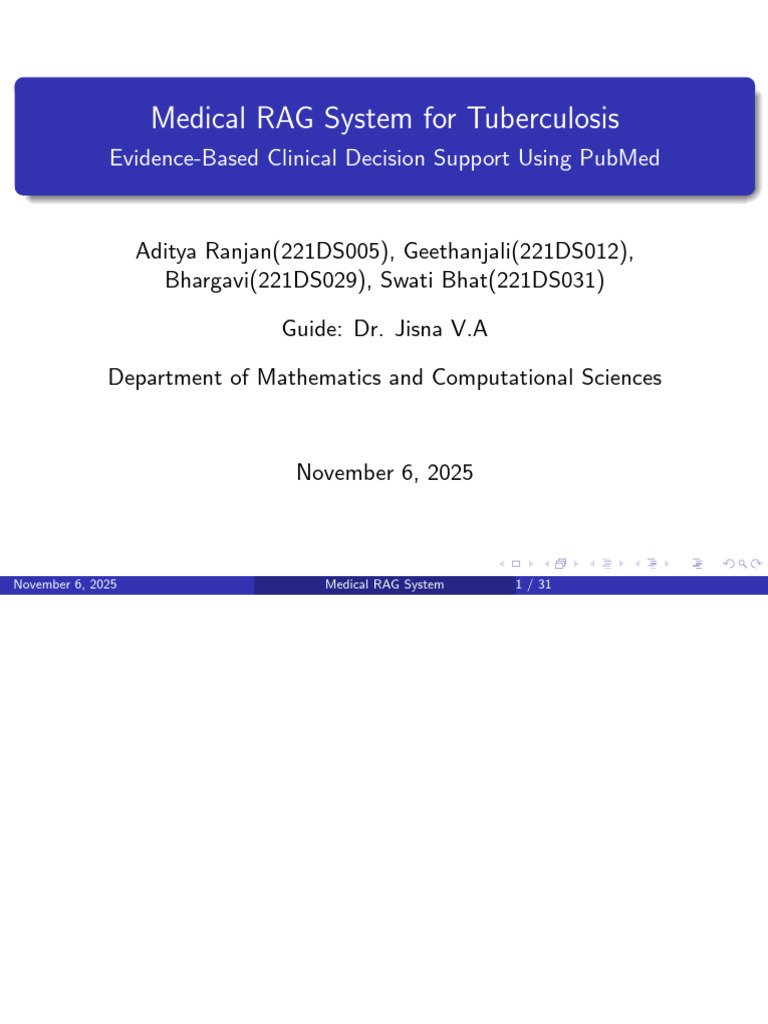 Medical Rag System For Tuberculosis: Evidence-Based Clinical Decision ...