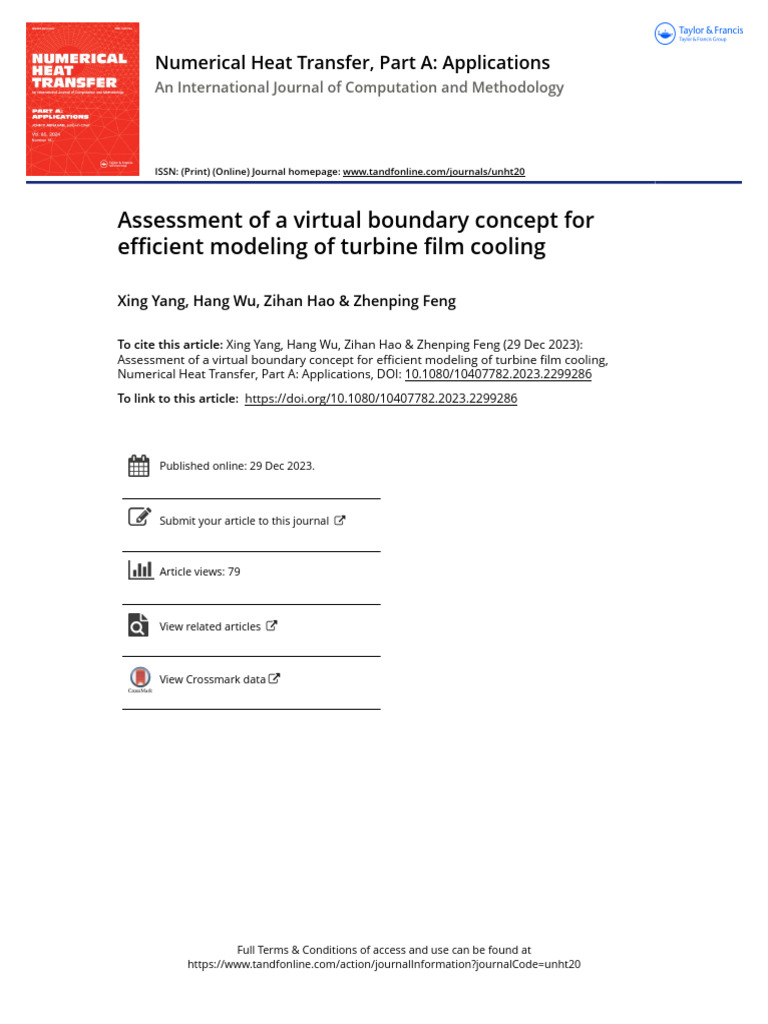 Virtual Boundary Method for Turbine Cooling | PDF | Computational Fluid ...