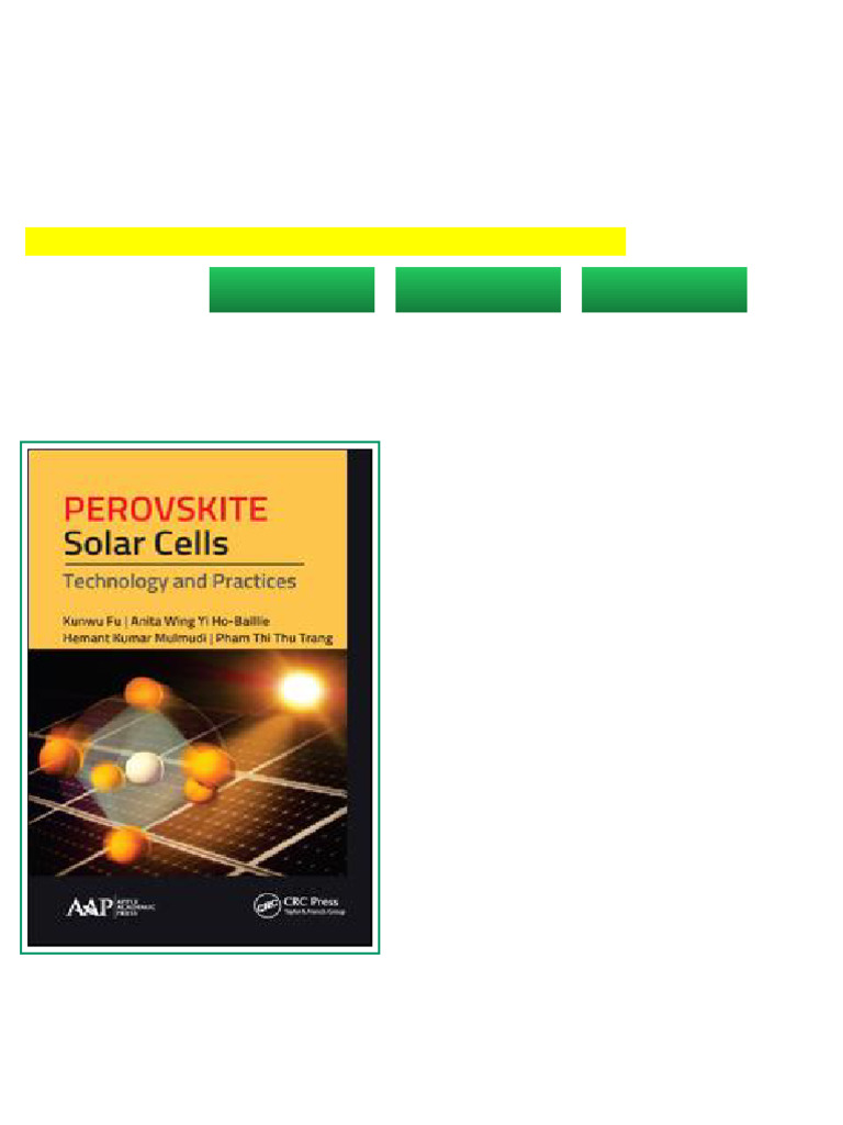 Perovskite Solar Cells Technology and Practices 1st Edition Kunwu Fu ...