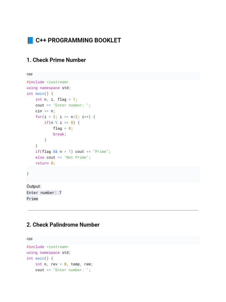 ? c++ Programming Imp Booklet | PDF | Namespace | C++