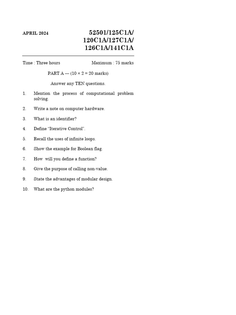 Python Programming Exam Questions | PDF