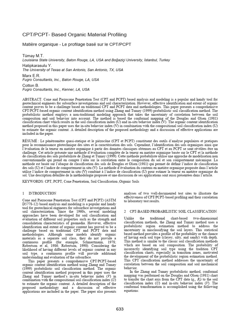 CPTPCPT - Based Organic Material Profiling | PDF | Geotechnical ...