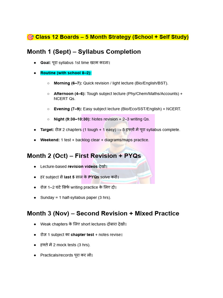 Class 12 Boards 5 Month Strategy for 95% | PDF | Physical Sciences ...