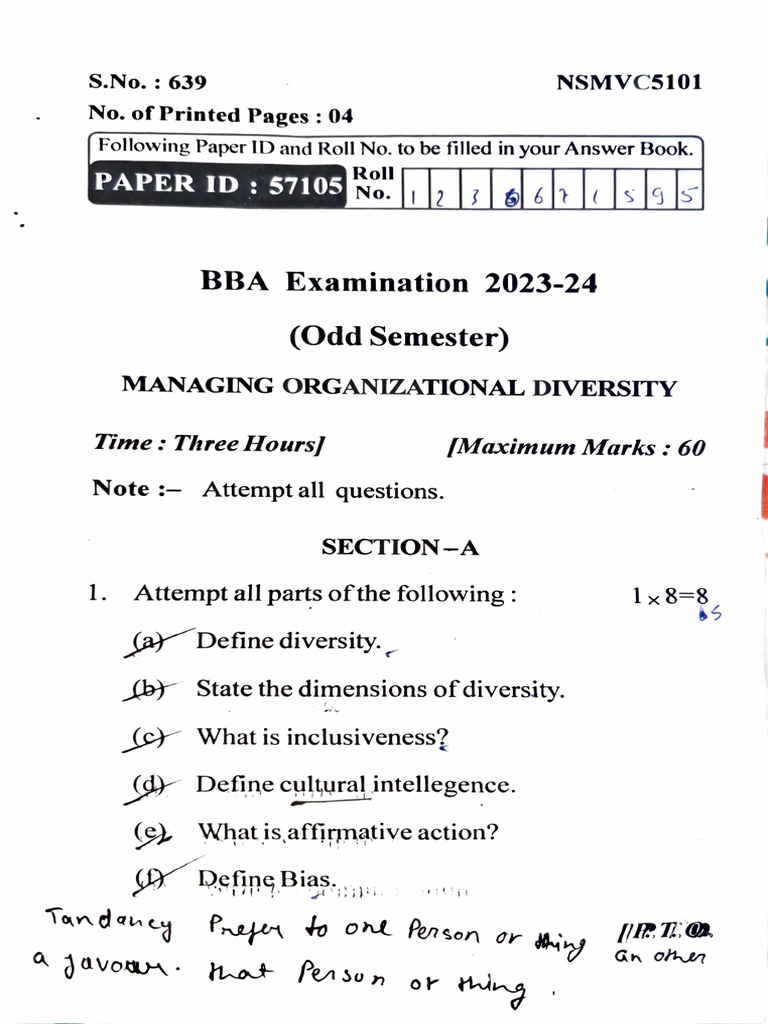 MOD Pyq 23-24 | PDF | Social Psychology | Business