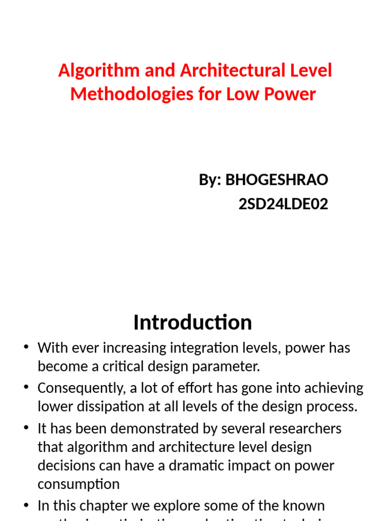 Low Power Design Techniques for DSP | PDF | Computer Engineering ...