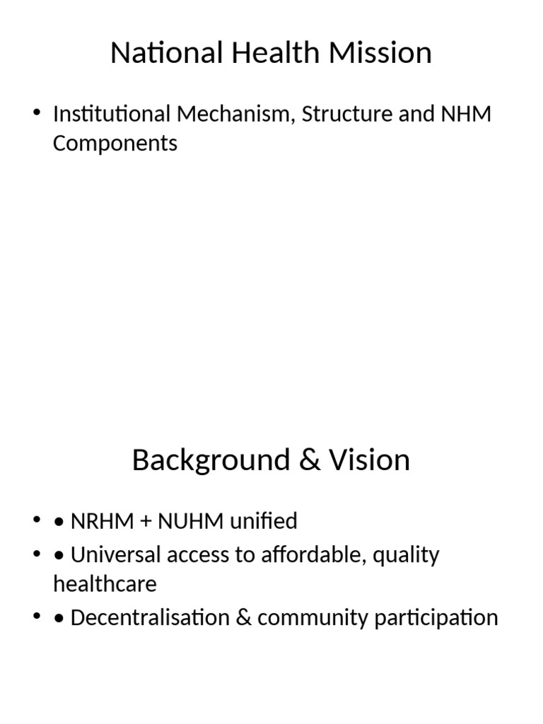 National Health Mission Overview and Structure | PDF | Social Programs ...