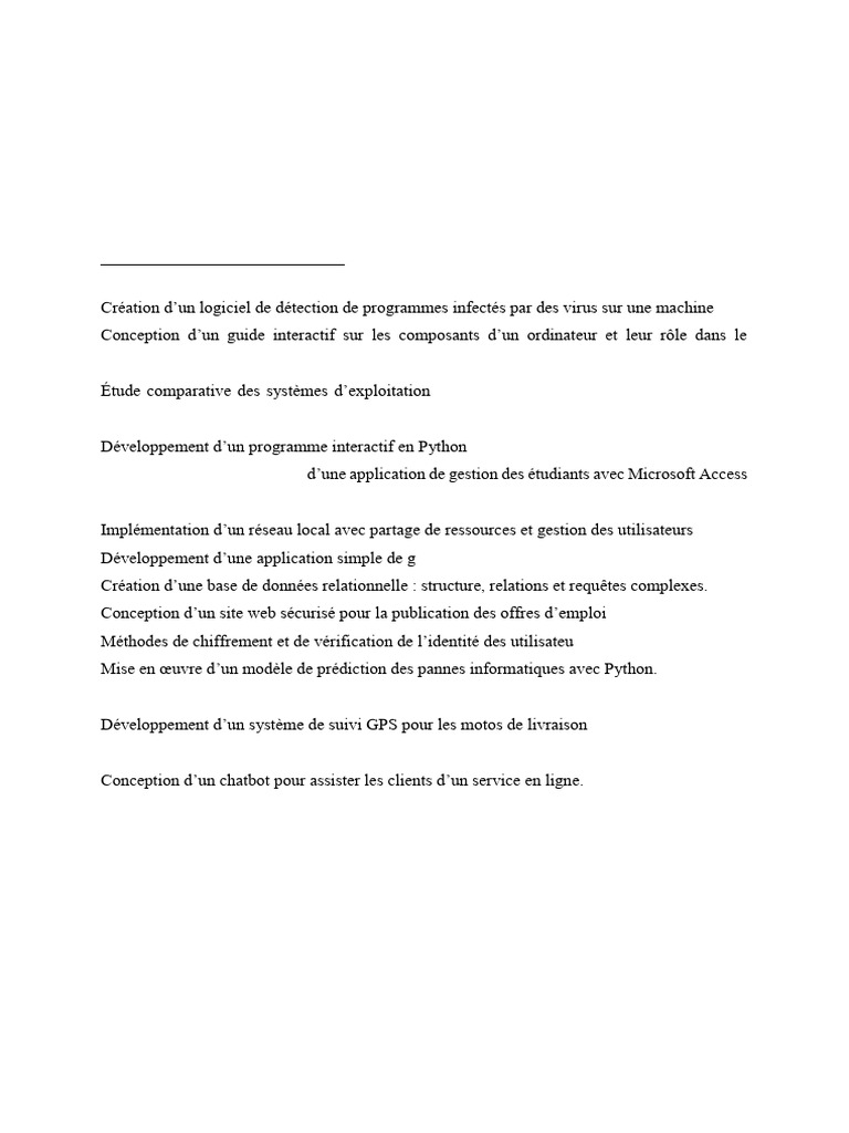 Projets tutorés en informatique BAC 1 & 2 | PDF